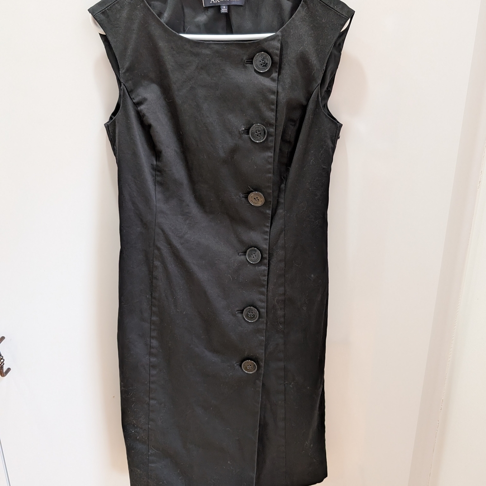 Anne Klein Black Button-Front Midi Dress
